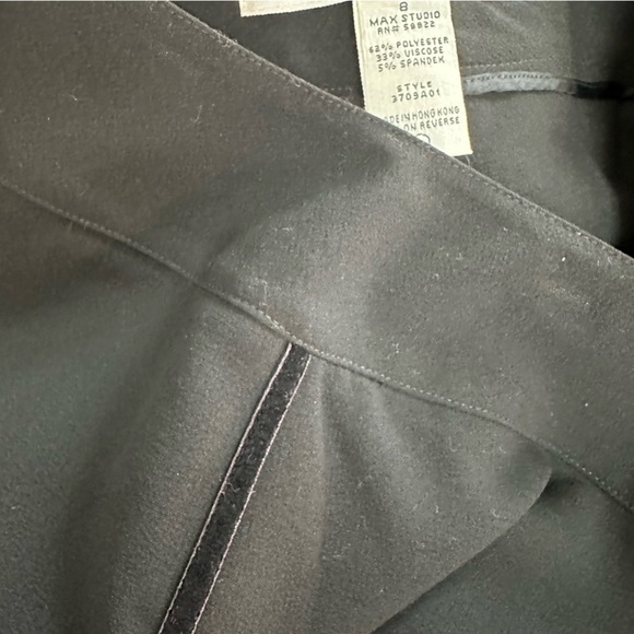 Max Studio Black Flat Front Tuxedo Pants, Velvet Side Stripe, size 8 - Picture 9 of 11